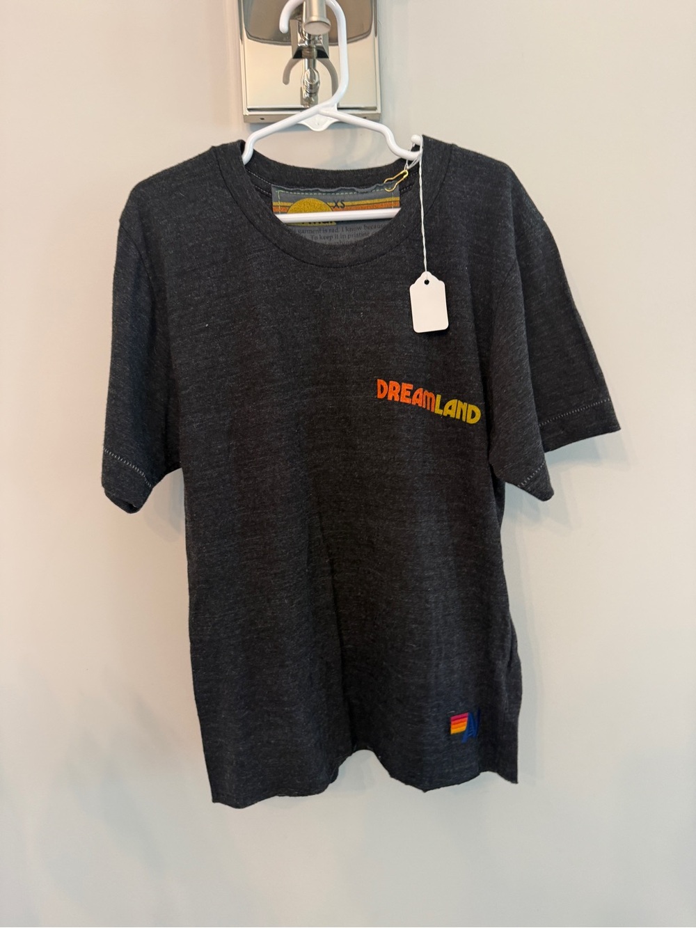 Aviator Nation Dark Gray Tee with Yellow & Orange Logo